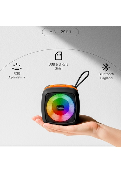 Mikado Anka Wireless Mp3 Speaker Md-29bt 1200mah 5w Siyah Usb-bt-tf-tws-aux Taşınabilir
