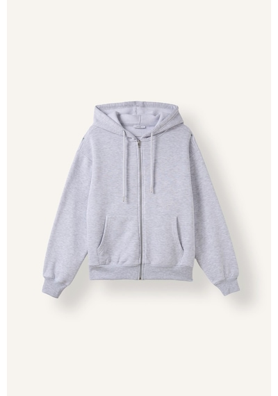 Defacto Relax Fıt Kapüşonlu Basıc Düz Kalın Sweatshirt Kumaşı Hırka C1809ax26wngr93 Gri-gr93