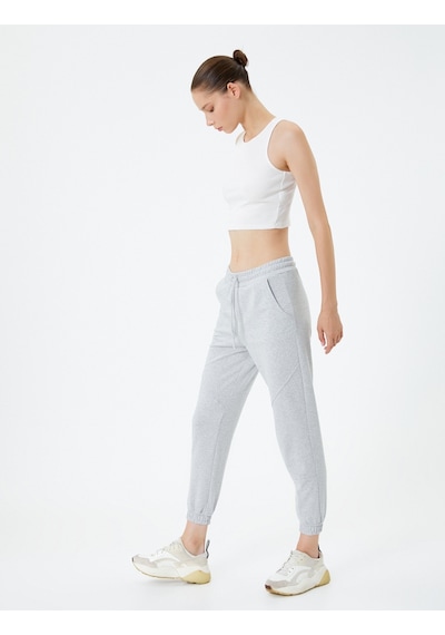 Koton Basic Jogger Eşofman Altı Beli Bağlamalı Cepli Gri 4sal40034ık 4SAL40034IK031 Gri