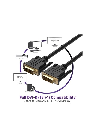 Dvi To Dvi 18+1 Kablo Ara Bağlantı Dvi-D 1.8M Monitör Tv Bağlama