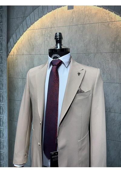 Dupont Classics Dupont Slim Fit Sivri Yaka 6 Drop Çift Yırtmaç Torba Cep Puntolu 2'li Takım Elbise Krem Dupont Classics Dupont Slim Fit Sivri Yaka 6 Drop Çift Yırtmaç Torba Cep Puntolu 2'li Takım Elbise Krem
