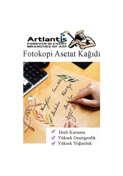 Asetat Kağıdı Pvc A3 50 Adet 100 Micron Fotokopi Asetatı Şeffaf A3 Kağıdı 29.7x42 Projektör Tepegöz Çok Renkli