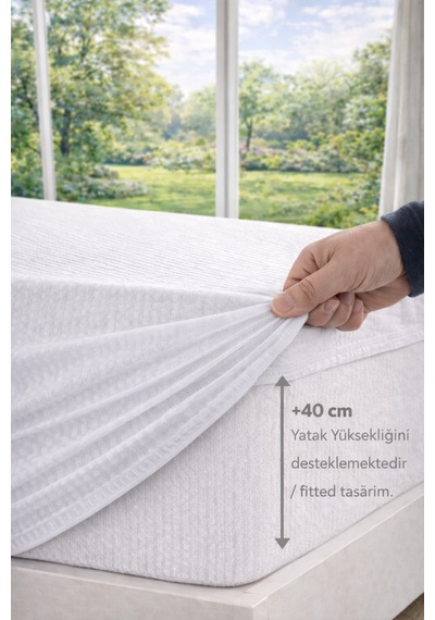 3d %100 Pamuk Örme Full Kenar Fitted Sıvı Geçirmez Alez / Yatak Koruyucu 7 Farklı Ebat Beyaz