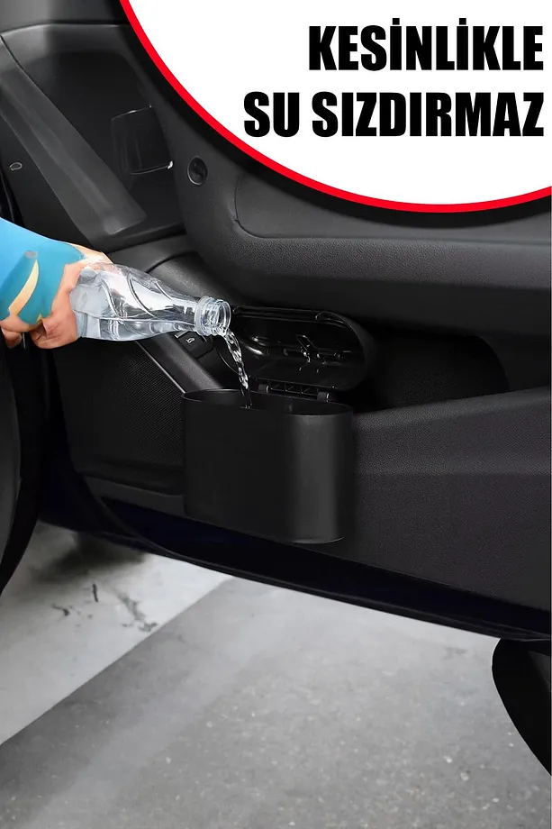 Mini Oto Çöp Kovası Abs Plastik Siyah Siyah