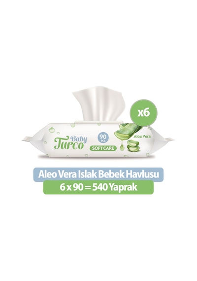 Baby Turco Softcare Aloea Vera Islak Havlu Mendil 90x6 540 Yaprak