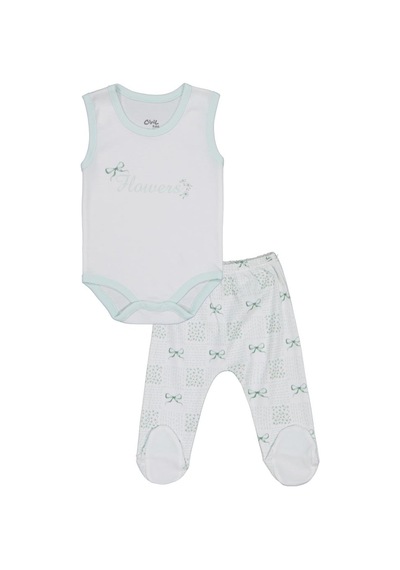 Civil Baby Çiçek Baskılı 8 Li Zıbın Setleri - Yeşil Mint