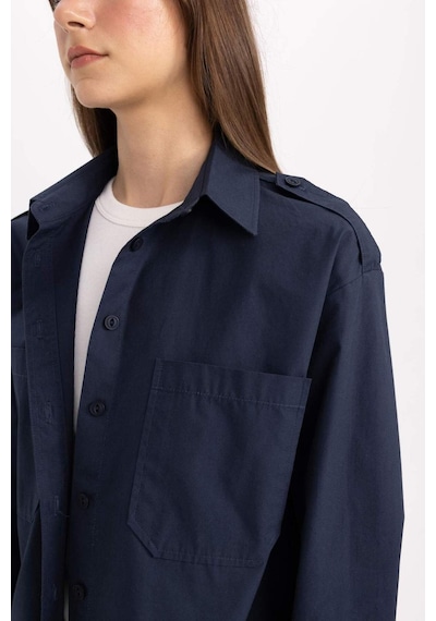 DeFacto Relax Fit Poplin Uzun Kollu Tesettür Gömlek Tunik C2145AX24SPNV243