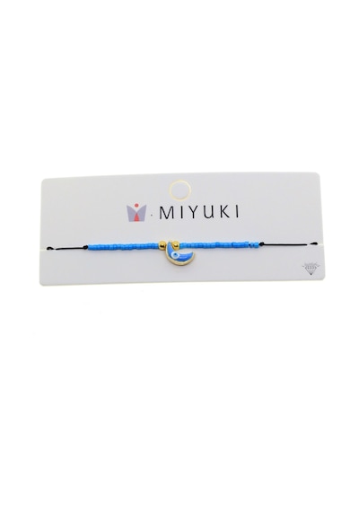 X-lady Accessories Altın Renk Mavi Mineli Yarım Ay Model Miyuki Bileklik - 2958 Çok Renkli