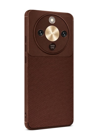 Huawei Honor Magic 8 Lite Karbon Silikon Case Kapak Kahverengi