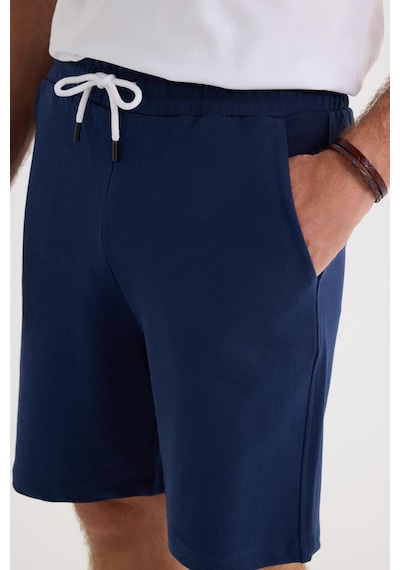 Tudors Erkek Relax Fit Rahat Kesim %100 Pamuk Beli Bağcıklı Lacivert Şort-35703 Lacivert