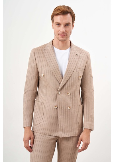 Morven Erkek Vizon Keten Trend Kruvaze Slim Fit Sivri Yaka Takım Elbise 24ys001011405 Vizon Morven Erkek Vizon Keten Trend Kruvaze Slim Fit Sivri Yaka Takım Elbise 24ys001011405 Vizon