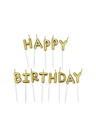 Happy Birthday Doğum Günü Gold Mum Seti