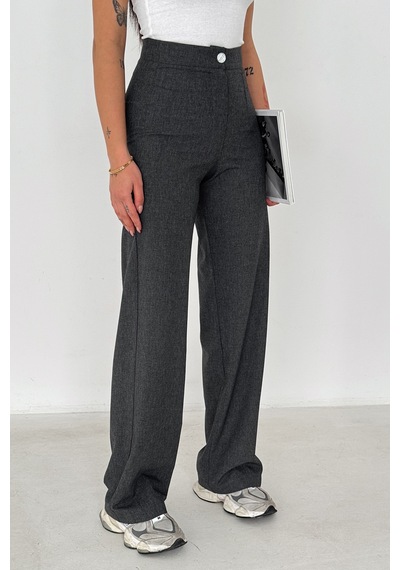 Kadın Yüksek Bel Geniş Paça Pantolon Grey Tailor Gri