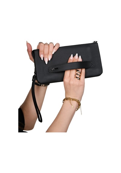 Mft Leather Hakiki Deri Unisex El Çantası Viento 2225 Flother Mat Siyah