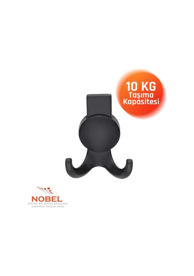 Solo Lüks Askı, Metal, Vestiyer Askı, 170 Gr, Dolap Askılık, Duvar Askılığı, Mat Siyah Vidalı