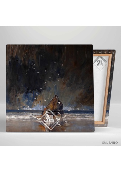 Sahilde Piyano Çalan Kadın Müzik Dekor Kanvas Tablo 100x100 Cm