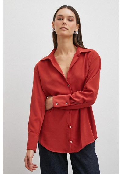 Never More Basic Polyester Gömlek Kiremit Kiremit