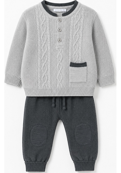 Babyhola Erkek Bebek Triko Kazak Pantolon Takım 23124 Gri