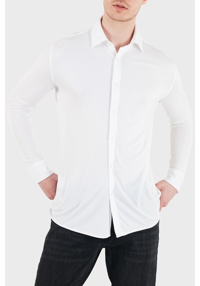 Boss Modal Slim Fit Klasik Yaka Uzun Kol Gömlek Erkek Gömlek 50561622 100 Beyaz