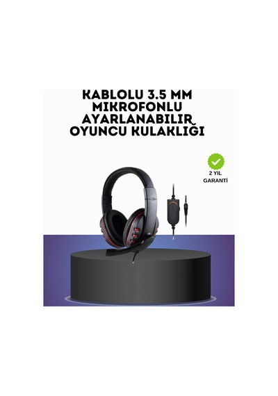Kırmızı Gaming Headset Mikrofonlu Sağlam Kablolu Konforlu
