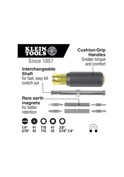 Klein Tools 32500mag Manyetik Çok Amaçlı Tornavida/lokma Anahtar,