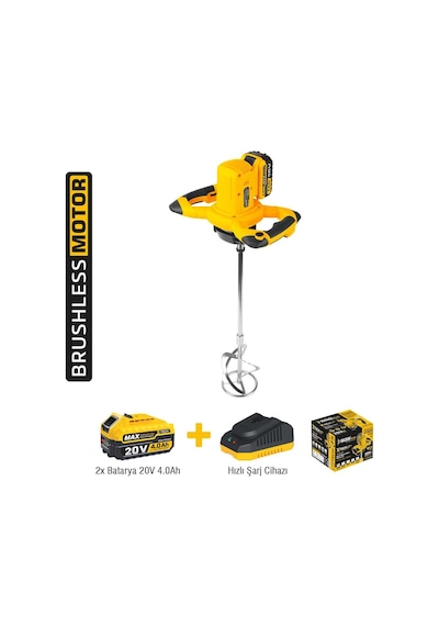 Sgs SGS5440 - 20 Volt 4 Amper Akülü Boya Harç Karıştırıcı Mikser Çift Akülü