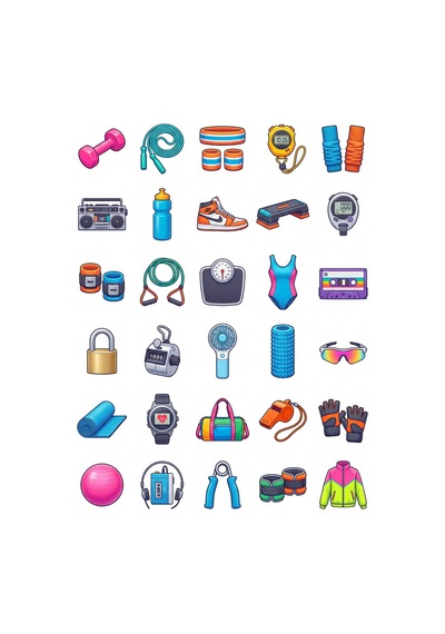 30 Adet 80ler Retro Aerobik Fitness Sticker Seti - Laptop, Matara, Ajanda Çok Renkli