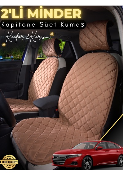 Honda Accord Uyumlu 2'li Süet Oto Koltuk Minderi Terletmez Kolay Montaj Oto Aksesuar A5 Kahverengi