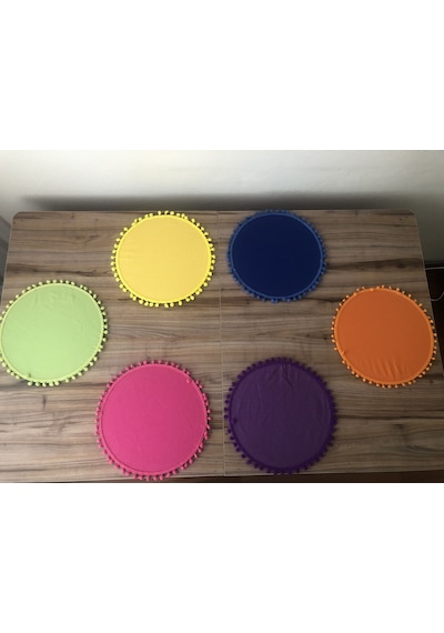 Karışık Renkli Ponponlu Supla 33 Cm 6 Adet Mdf Dahil Çok Renkli