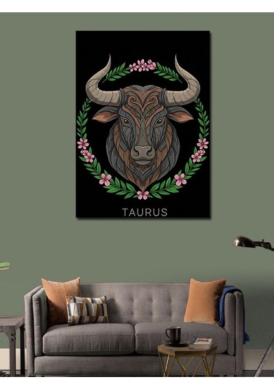 Kanvas Tablo Boğa Burcu Deseni 50cmx70cm