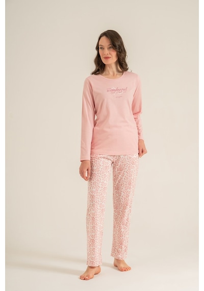 Pierre Cardin Most Wonderful Time Of The Year Kadın Pembe Uzun Kol Pijama Takım Pc9269-s-v2 Pc9269-s-v2