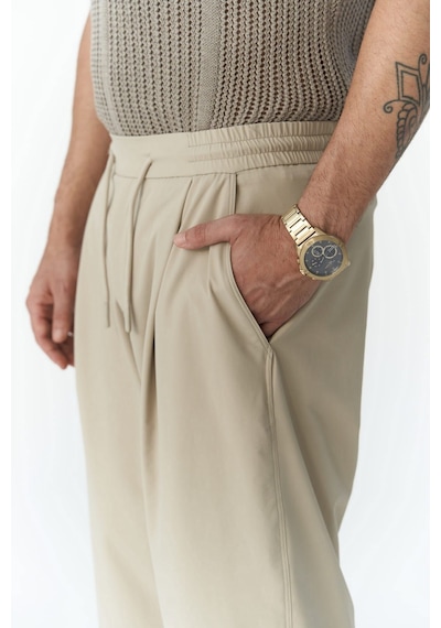 Mai Collection Mai Studios Co. Kenway Bağcık Detaylı Bej Erkek Pantolon Bej