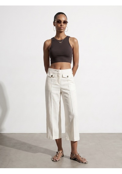 Dilvin 32941 Halter Yaka Crop Top-koyu Kahve