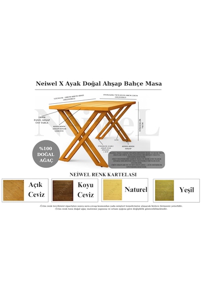 Neiwel Garden Sean Doğal Ahşap Bahçe Masa Ahşap