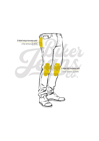 The Biker Jeans City Biker Cold Killer Dark Blue Korumalı Motosiklet Kot Pantolonu Mavi
