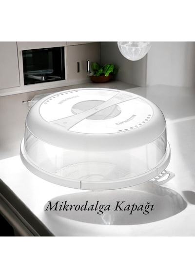 Mikrodalga Gıda Koruma Kapağı, Saplı Kapak Şeffaf 24,5 X 7,5 H Cm Plastik Beyaz Diğer