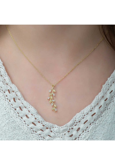 Gümüş Gold Sarmaşık Kadın Kolye (551174508)