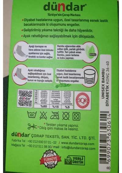 Dündar Çorap Dündar Kadın Unisex Bambu Konç Çorap 0614 - 6 Adet Siyah