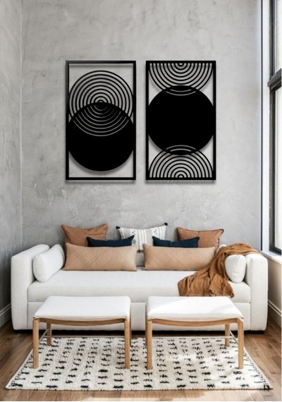 Bohem Stil Modern 2 Li Metal Duvar Dekoru Seti 40 X 75