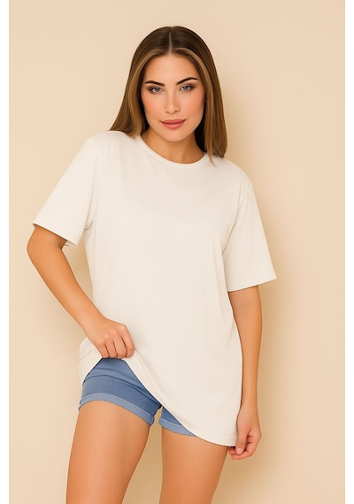 Düz Oversize Unisex Tişört Ycb4 BEYAZ