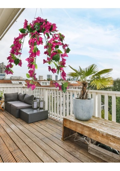 Yapay Çiçek Begonvil Fuşya Pembe Sarkaç Askılı Saksıda Balkon Çiçeği Çiçek Sepeti