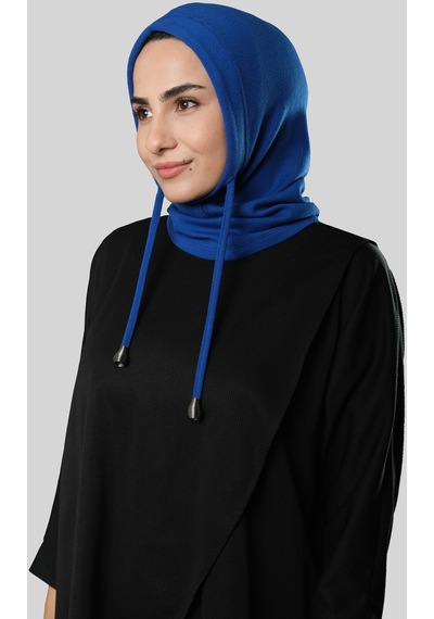 Hürrem Bone Saks Mavisi Bağcıklı Balaklava Boyunluklu Bere Triko Düz 2325 24 Saks Mavi