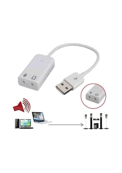 Alfais Zey Alfais 4505 Harici Kablolu 7.1 Usb Ses Kartı 3.5mm Mikrofon Dönüştürücü Adaptör