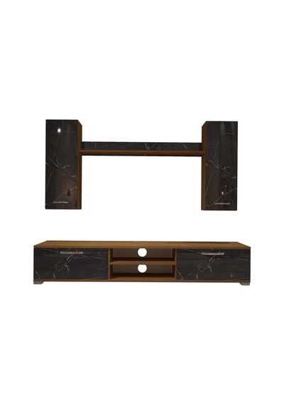 Decoraktiv Eko 7 Mdf Dvd Tv Ünitesi Tv Sehpası Ceviz - Siyah Mermer