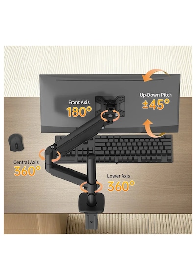 M252la Gazlı Yaylı Tekli Monitör Kolu Uzun Direkli 13-32 İnç