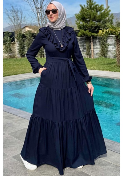 Rabia Şamlı Jale Elbise Lacivert Normal