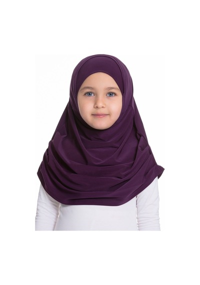 Hürrem Bone Mürdüm Pratik Hazır Geçmeli Çocuk Tesettür Bone Sandy Kumaş Kendi Mürdüm