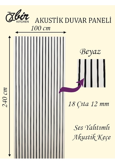 Özbir Mobilya Özbir Mobilya Beyaz Akustik Duvar Paneli 100x240 Ah