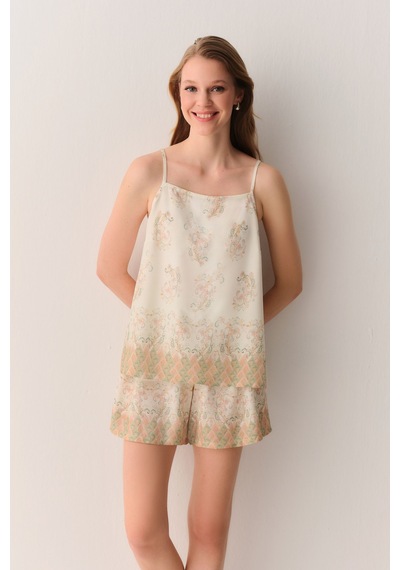 Suwen Rustic Atlet Şort Pijama Takımı Sh265286671185 Bej