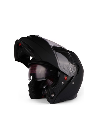 Vento Premium Çene Açılır Kask Güneş Vizörlü Mat Siyah Ece 22.06 Sertifikalı Siyah Siyah
